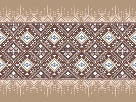 Traditional woven fabric patterns of ethnic groups in Southeast Asia with geometric patterns, using warm colors, are popularly used for making textiles, coats, skirts, scarves, cushions, curtains. vector