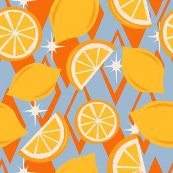 Atomic Mid Century Pattern with Lemon vector
