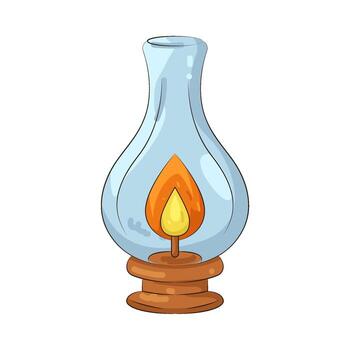 Illustration of a Kerosene Lamp With Flame vector