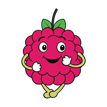 Art of cheerful raspberry character a delightful of a smiling raspberry, perfect for adding a touch of sweetness to any design project vector