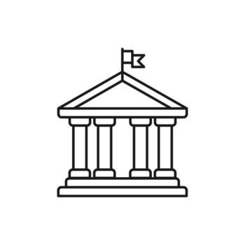 City hall icon. Bank icon. Courthouse, greek architecture, library, church, government. Columns and pillars. Trendy Flat style for graphic design, Web site, UI. EPS10.Web vector