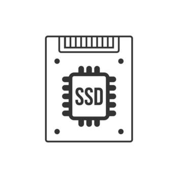 SSD icon in simple thin line style isolated on gray background. Solid state drive symbol for your web site design, ui, app or logo. Lines not expanded, editable stroke. illustration eps10. vector