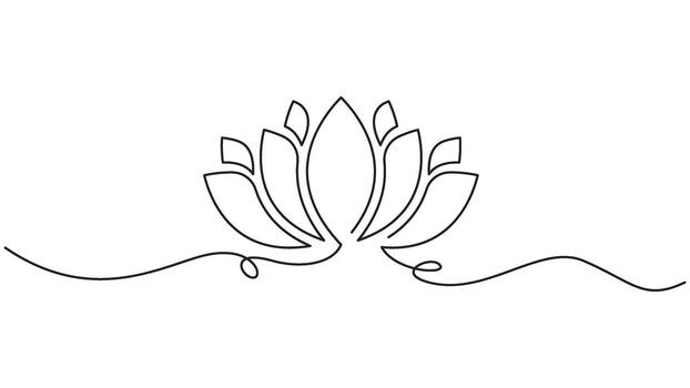 Elegant and minimalist continuous line drawing of a lotus flower design vector