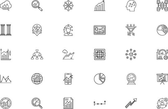 Collection of hand drawn business and technology icons in a grid layout vector