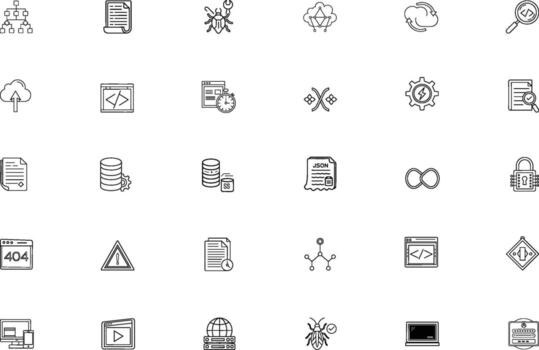 colección de pequeño mano dibujado negro y blanco íconos representando varios objetos y conceptos vector