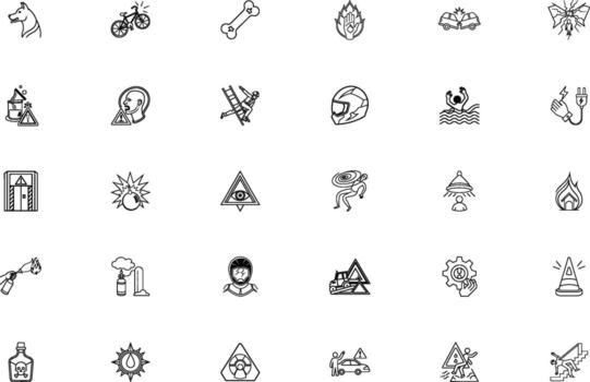 Collection of hand drawn sketch icons representing various concepts and objects vector