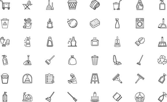 colección de pequeño mano dibujado íconos representando varios objetos y conceptos vector