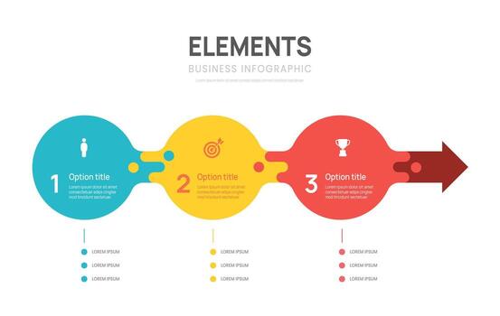 Infographic business infochart with icons and circle elements, 3 steps chart template for presentation. vector
