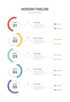 5 Elements Flat infographic template in vertical row. Concept of 5 success steps of project development process for business. vector
