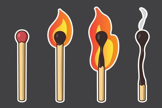set of match stick good for sticker, badge, element design, print design, etc vector