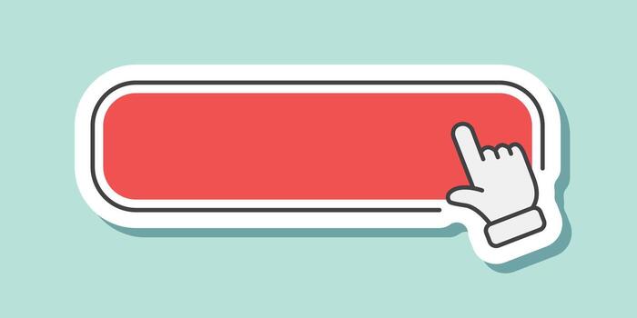 mano señalando a un rojo botón icono vector