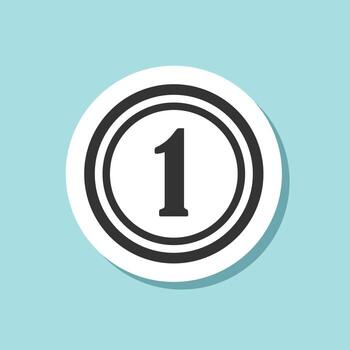 A number one icon in a circle on a blue background vector