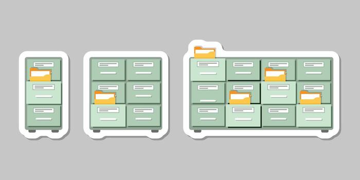 File cabinet with file folders and boxes illustration vector