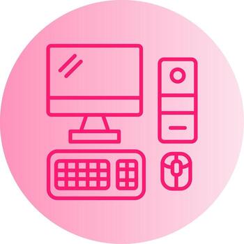 Desktop Work Computer Gradient Two Tone Circle vector