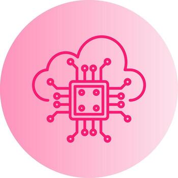 Cloud Computing Network Icon Gradient Two Tone Circle vector