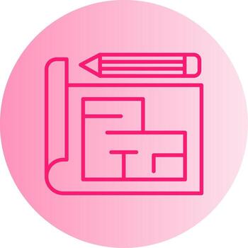 Technical Blueprint Drawing Gradient Two Tone Circle vector