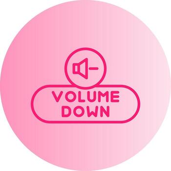 disminución volumen botón degradado dos tono circulo vector