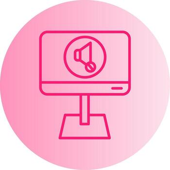 Red Mute Microphone Button Gradient Two Tone Circle vector