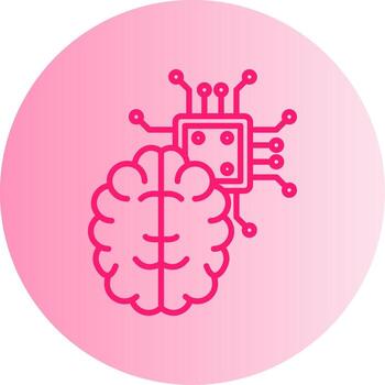 artificial inteligencia cerebro degradado dos tono circulo vector