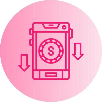 dólar precio disminución degradado doble tono circulo vector