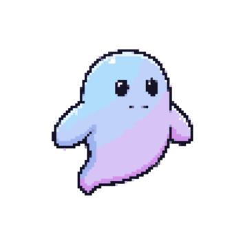 carino pixel fantasma personaggio illustrazione png