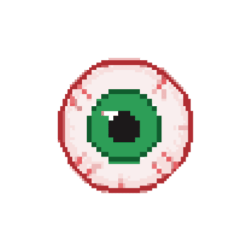 Pixel Art Eye with Green Iris and Red Surrounding png