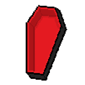 pixelizada vermelho caixão, aberto e vazio, em branco fundo png