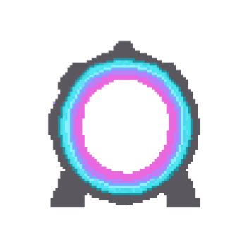 pixelado neón portal un circular puerta en retro estilo png