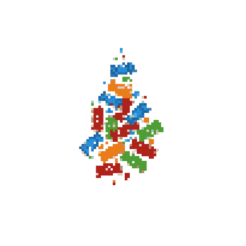 pixelado Navidad árbol abstracto, vistoso, festivo y geométrico png