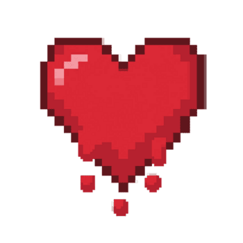 Pixelated Bleeding Heart Retro Game Symbol of Loss and Damage png