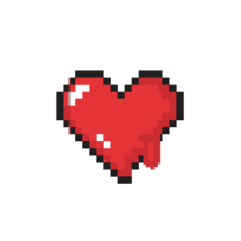 Pixelated Red Heart with a Drip A Retro Gaming Symbol png