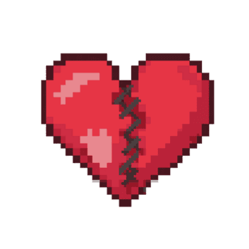 Pixelated Broken Heart A Retro Gaming Symbol of Loss and Repair png