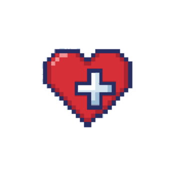 Pixelated Heart with Medical Symbol png