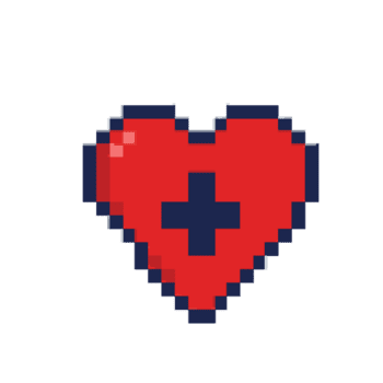Pixelated Heart with Cross Symbol png