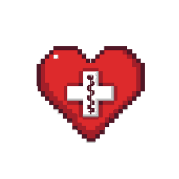 Pixelated Heart with Medical Symbol 22 png