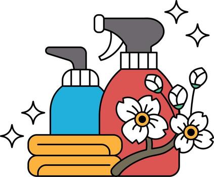 el flores son en el primer plano y el botellas son en el antecedentes vector