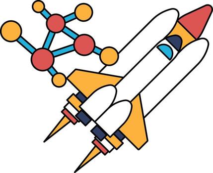 un cohete es volador mediante espacio con un molécula en el antecedentes vector