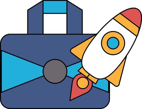 A suitcase with a rocket on top of it vector