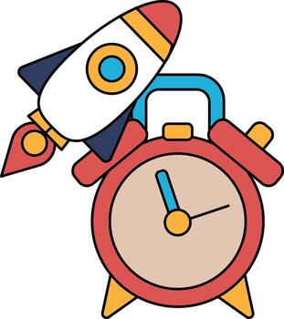 A rocket is on top of an alarm clock vector