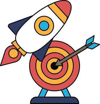 un cohete es volador hacia un objetivo con un flecha señalando a eso vector