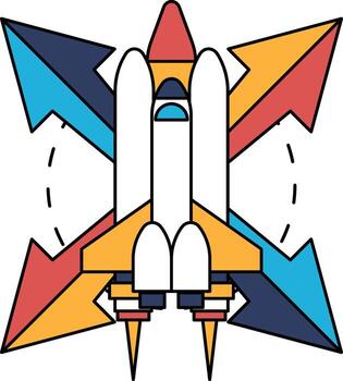 Concept of motion and energy, as if the shuttle is taking off into space vector