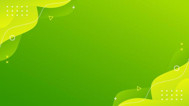 Abstract green gradient fluid wave background with geometric shapes vector