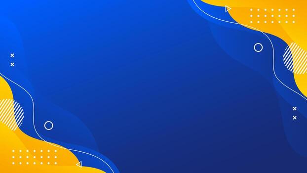 resumen azul y amarillo degradado fluido ola antecedentes con geométrico formas moderno dinámica fondo de pantalla. modelo bandera antecedentes vector