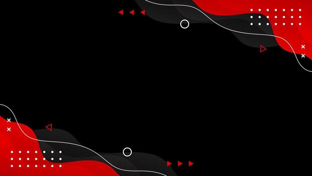 Black and red wave background with geometric shapes and lines vector
