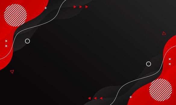 Modern black and red wave background with geometric shapes and lines vector