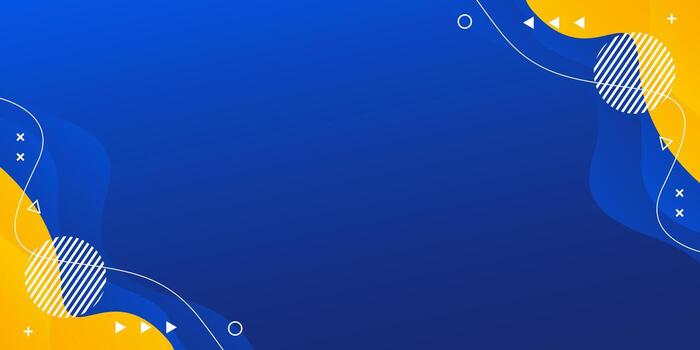 Modern blue and yellow gradient fluid wave background with geometric shapes vector