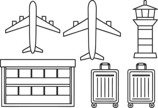 Modern Flight and Terminal Outline Design vector