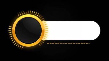 astratto d'oro pulsante interfaccia elemento su nero sfondo, nuovo anni risoluzione, spazio video