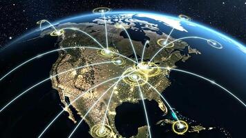 global rede conexões terra com conectado pontos, dados transferir visualização, Novo anos resolução video