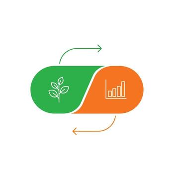 concepto de crecimiento y desarrollo con hoja y bar gráfico vector